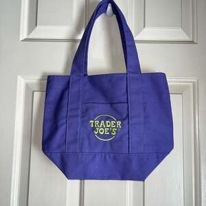 Trader Joe's Mini Halloween Canvas Tote Bag Purple Limited Edition